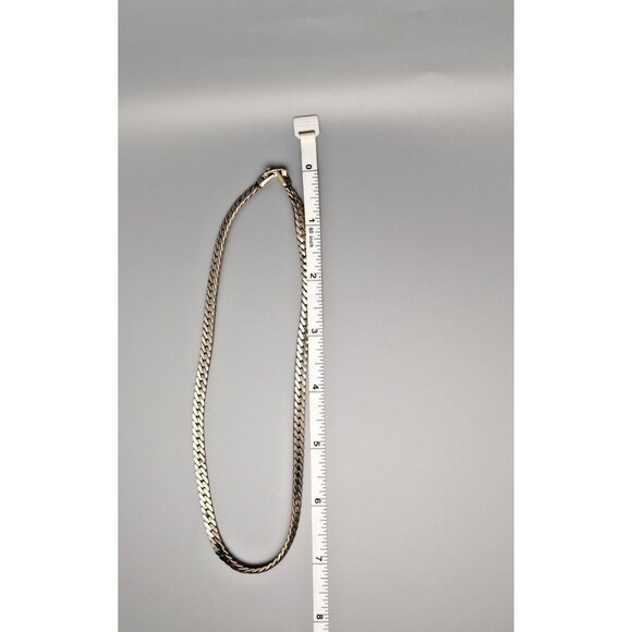 Vintage Signed Monet Necklace Herringbone Chain Link Gold Tone 15" Flat READ - Picture 5 of 6